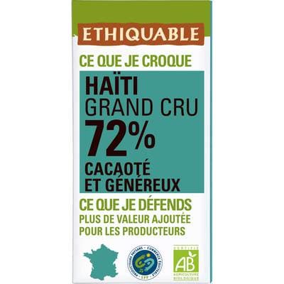Ethiquable - Commerce Equitable Chocolat Noir 72% cacao Bio de Haiti, 100g