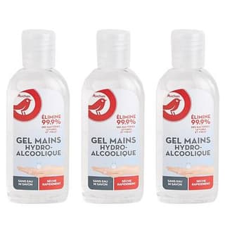 Auchan Gel mains hydroalcoolique, Lot de 3x75ml
