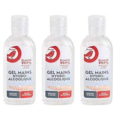 Auchan Gel mains hydroalcoolique, Lot de 3x75ml