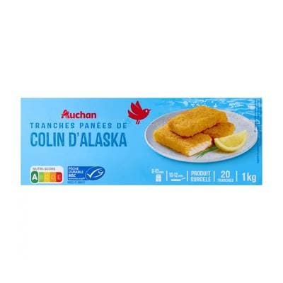Auchan Tranches panées colin d'Alaska, 1kg