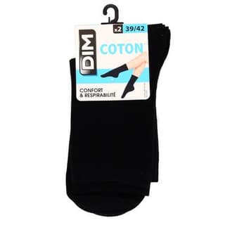Dim Chaussettes noires Femme Pur Coton, Taille 39/42 2 paires