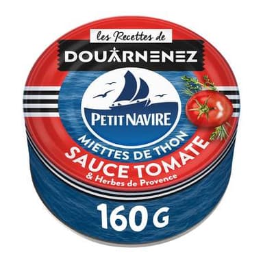 Petit Navire Miettes de thon à la tomate et Herbes de Provence, 160g