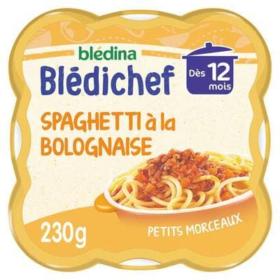 Blédina - Blédi'chef Petits Spaghetti à la Bolognaise Assiette Bébé Dès 12 mois, 230g