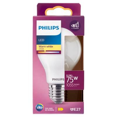 Philips - Ampoule E27-8,5W LED Classique Dépolie Blanc Chaud