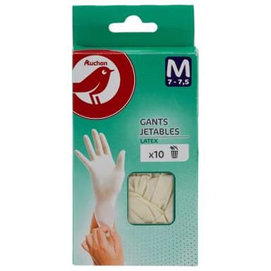Auchan Gants jetables en latex taille M, 5 paires