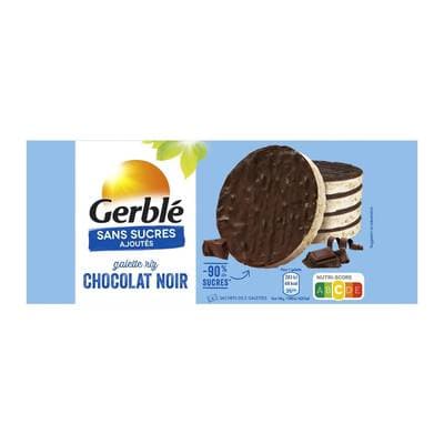 Gerblé Sans Sucres Ajoutés 8 Galettes de riz chocolat noir -90% de sucres en moins, 130g