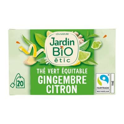 Jardin Bio Etic Thé vert Gingembre Citron Bio, 20 sachets