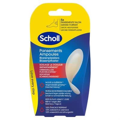 Scholl Pansements Ampoules Grand Format pour talon, 5 pièces