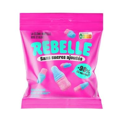Rebelle Bonbon Bouteilles Roses et Bleues Sans Sucre, 50g