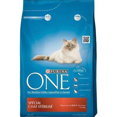 Purina - One Croquettes Boeuf pour chat adulte stérilisé, 3kg