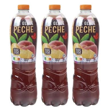 Auchan Thé glacé saveur pêche, Lot de 3x2L