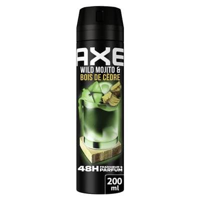 Axe Déodorant spray Homme Anti-odeur Fraîcheur Wild Mojito & Bois de cèdre 48h, 200ml