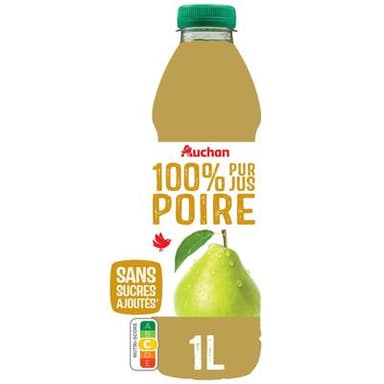 Auchan Pur jus de poire sans sucres ajoutés, 1L