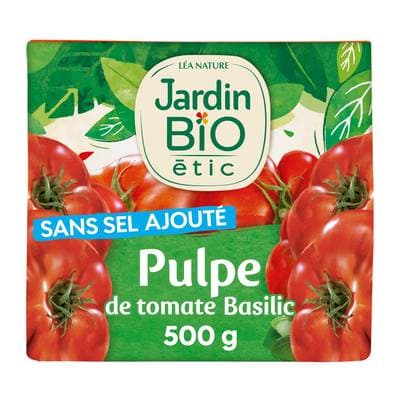 Jardin Bio Etic Pulpe de tomates Basilic Bio Sans Sel Ajouté, 500g