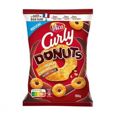 Curly Biscuits soufflés Donuts saveur oignons caramélisés sucré salé, 100g