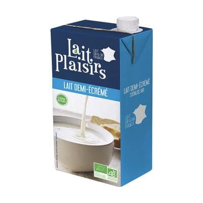 Lait Plaisirs Lait demi-écrémé UHT bio, 1l