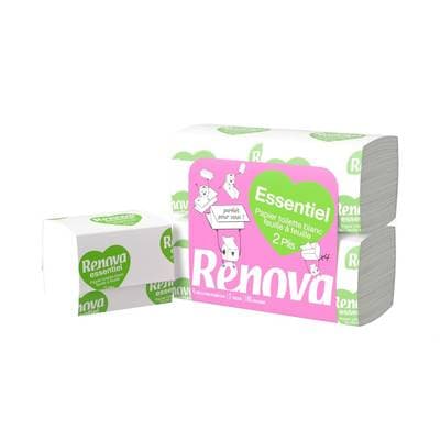RENOVA Papier toilette plats 2 plis, 4 pièces