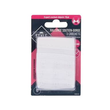 Style couture Rallonge pour soutien gorge 3 crochets blanche, 38 mm