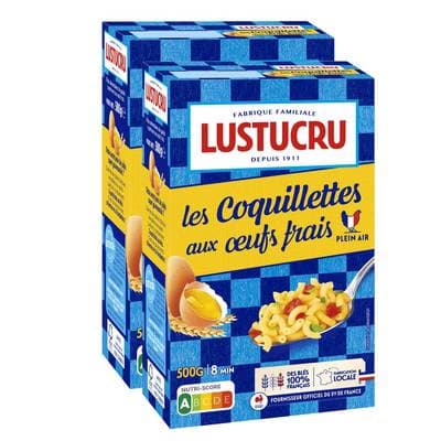 Lustucru Pâtes Coquillettes aux Oeufs Frais, Lot de 2x500g
