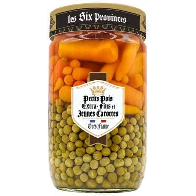 Les Six Provinces Petits Pois Extra-Fins et Jeunes Carottes en bocal, 660g