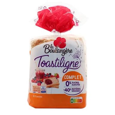 La Boulangère - Toastiligne Pain de Mie à la Farine Complète, 12 tranches - 500g