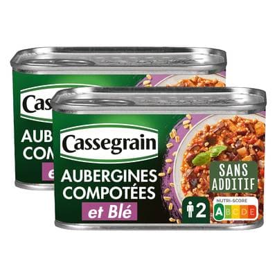 Cassegrain Aubergine compotée et blé, Lot de 2x375g