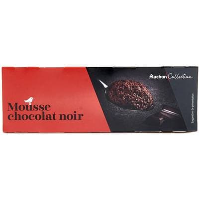 Auchan Collection Mousse au chocolat noir, 2x90g