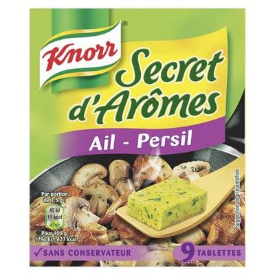 Knorr Assaisonnement Secret d'Arômes Ail - Persil - 9 Cubes, 9x10g
