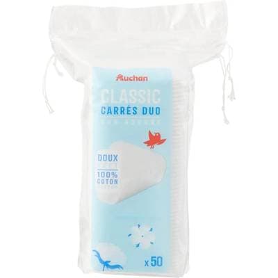 Auchan Classic Cotons carrés duo, 50 pièces