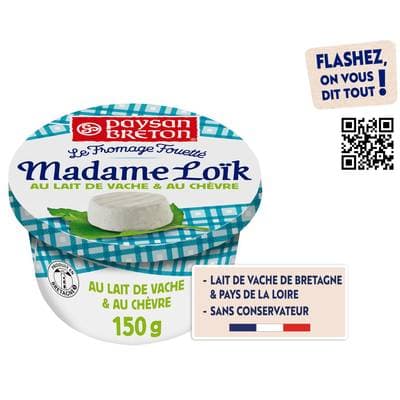 Paysan Breton Fromage frais fouetté Madame Loïk lait de vache et chèvre, 150g