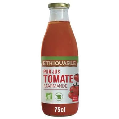 Ethiquable - Commerce Equitable Pur jus de Tomate Bio de Marmande, 75cl