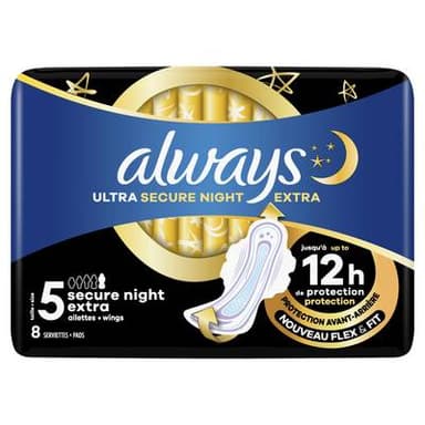 Always Serviettes ultra securite night extra, 8 serviettes