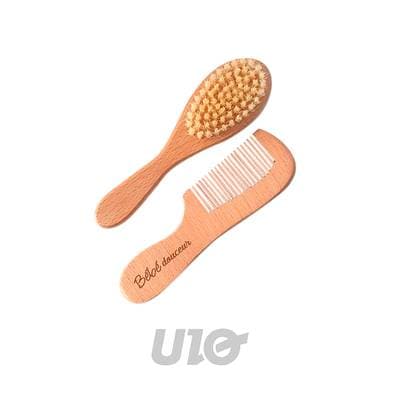 BEBE DOUCEUR Set coiffure enfant peigne et brosse en bois, 1 set