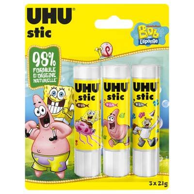 Uhu 3 bâtons de colle blanche, 3 x 21g