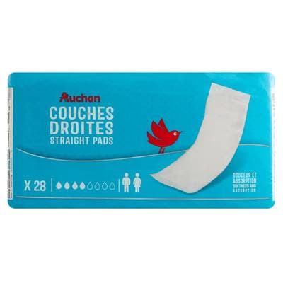 Auchan Couches droites pour incontinence adulte, 28 couches