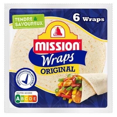 Mission 6 galettes Wraps au blé nature, 370g