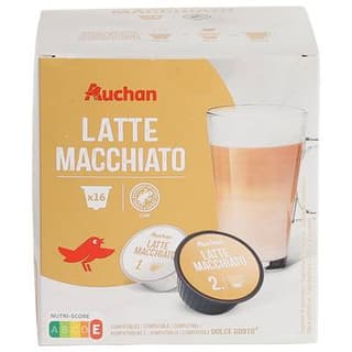 Auchan Capsules de café Latte Macchiato Compatible Docle Gusto, 16 capsules