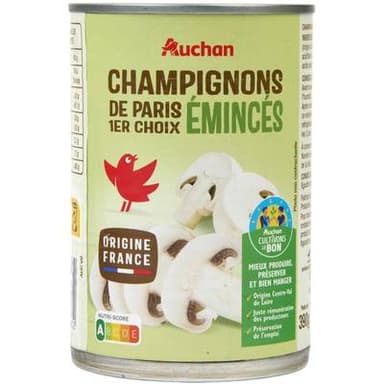 Auchan Champignons de Paris premier choix émincés, 230g