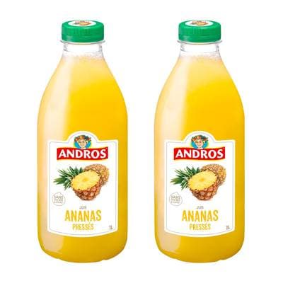 Andros Jus d' Ananas Pressés, Lot de 2x1L