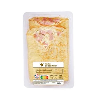 Auchan Le Traiteur Crêpes jambon emmental, 2 crêpes - 280g