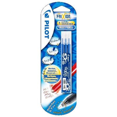 Pilot 3 Recharges Frixion Ball d'encre bleue pointe moyenne, 3  recharges