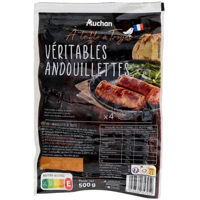 Auchan Mmm! Andouillettes Véritables de Troyes Entières, 4x125g