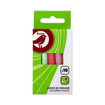 Auchan Craies de couleur, 10 craies