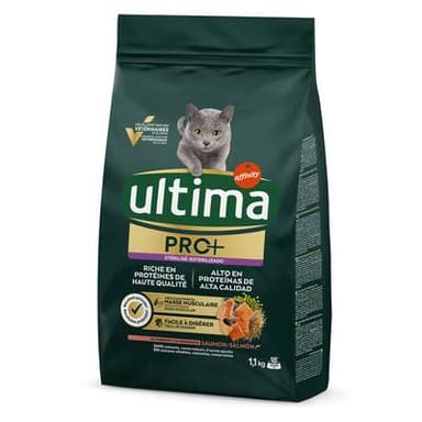 Affinity - Ultima Pro Plus Croquettes Saumon Riche en Protéine Haute qualité pour Chat Adulte Stérilisé, 1,1kg