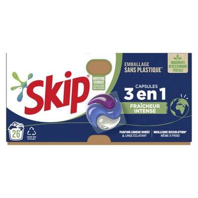 Skip Lessive Capsule 3 en 1 Fraîcheur Intense, 26 capsules