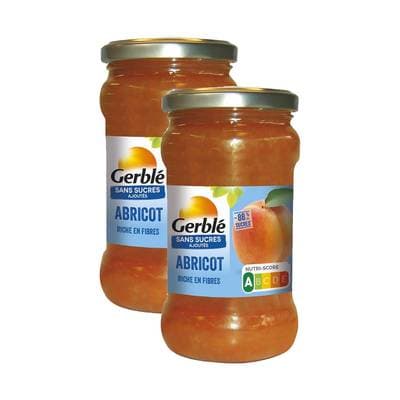 Gerblé Sans Sucres Ajoutés Abricot à tartiner -88% de sucres en moins, Lot de 2x320g