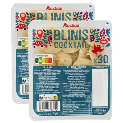 Auchan Blinis Cocktail Fins et Moelleux, Lot de 2x135g