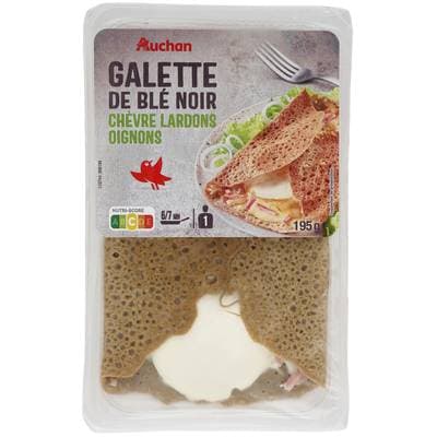 Auchan Galette de Blé Noir Chèvre Lardons Oignons, 195g