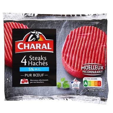 Charal Steaks Hachés 5%MG, 4x100g
