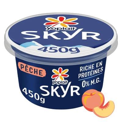 Yoplait Skyr brassé pêche 0%mg, 450g